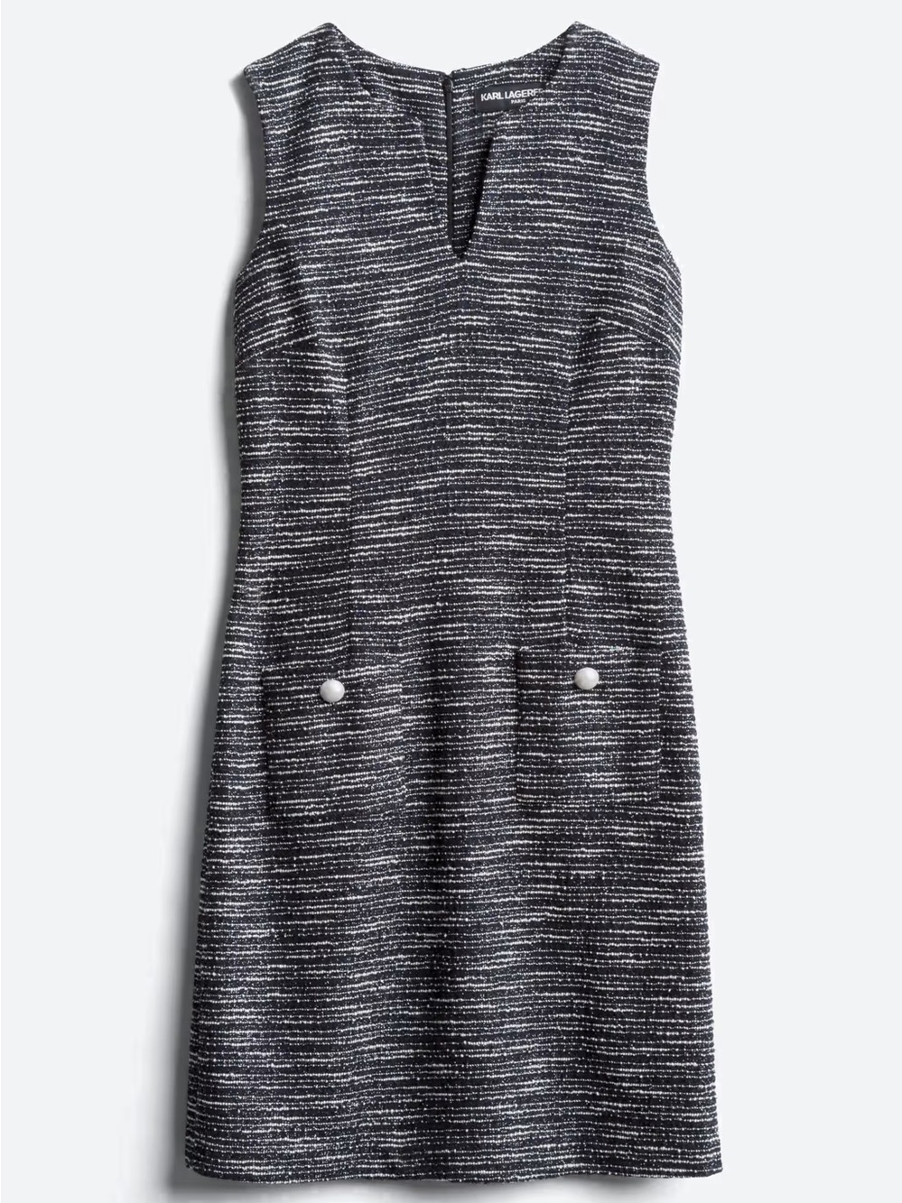 Karl Lagerfeld Paris Camilo Black and White Tweed Shift Dress Modern Preppy Chic